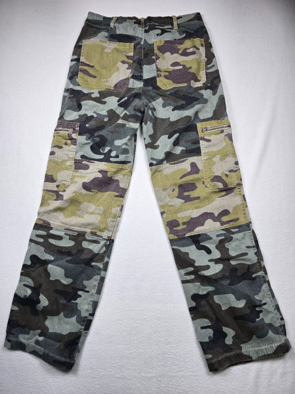 Camo Patchwork Cargo Pants Womens Fashion Nova Large - Picture 6 of 8